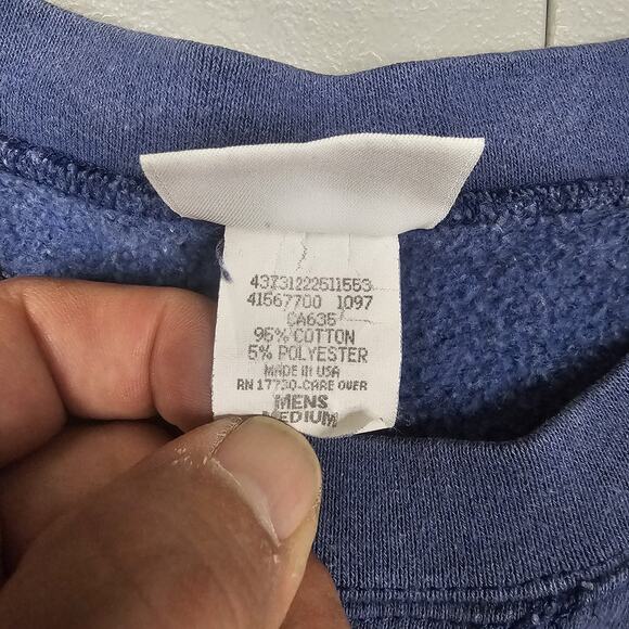 Vintage Pro Spirit Sweatshirt Medium Blue Cotton Crew Neck Blank 90s Minimalist - Picture 4 of 9